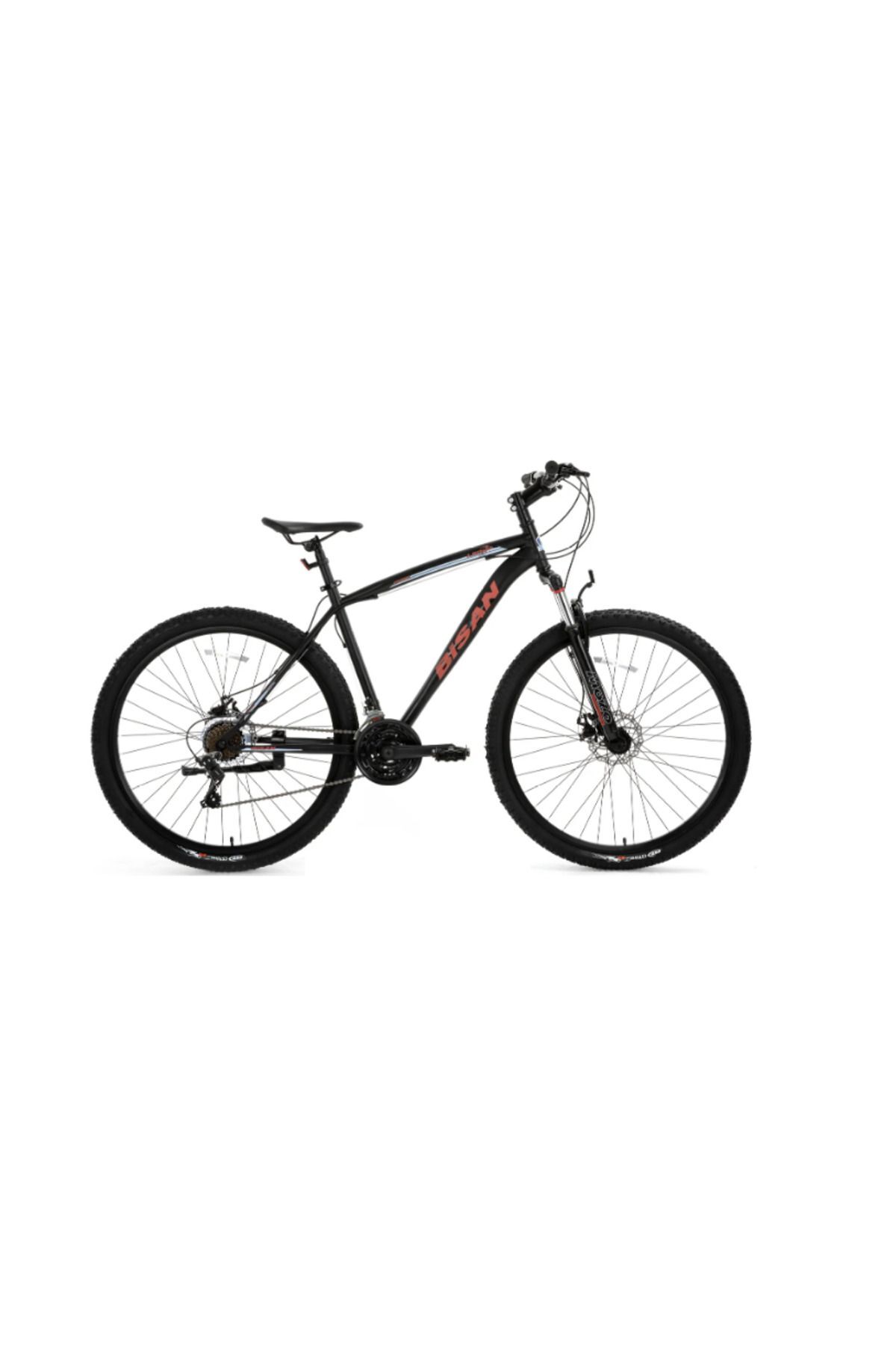 LEON Mekanik Disk fren 24'' jant 34cm kadro Mat Siyah/Kırmızı Dağ Bisikleti