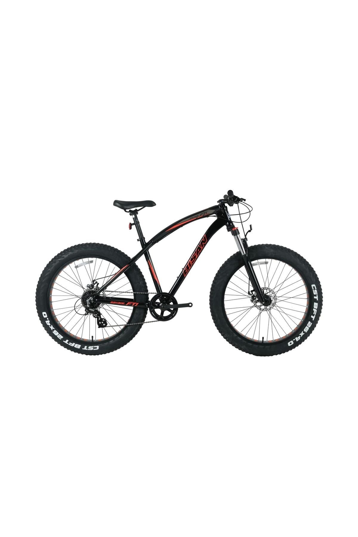 Savage Ft1 Altus 8 Vites Md Fren 26 Jant Fat Bike Bisikleti Parlak Siyah Kırmızı 46 Kadro