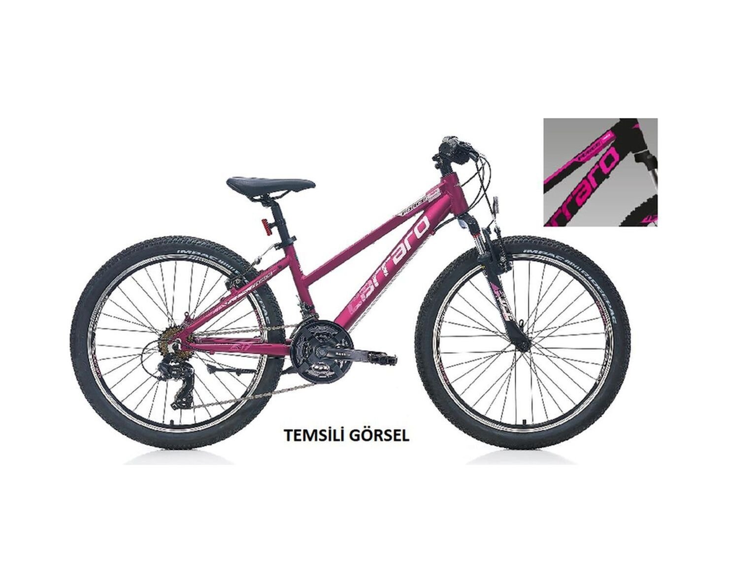 24j Carraro Force 401 Dağ Bisikleti - Mat Siyah Fuşya Standart