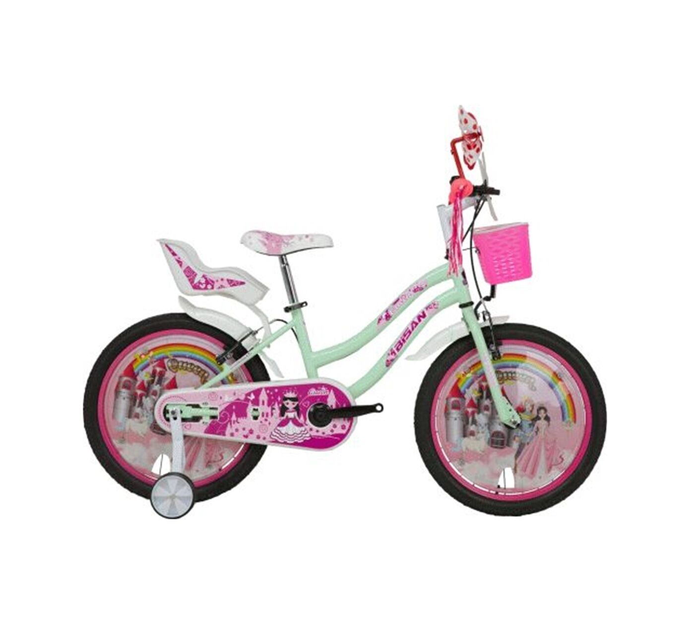 BİSAN QUEEN KIZ ÇOCUK BİSİKLETİ 28CM V 20 JANT YEŞİL PEMBE Yeşil
