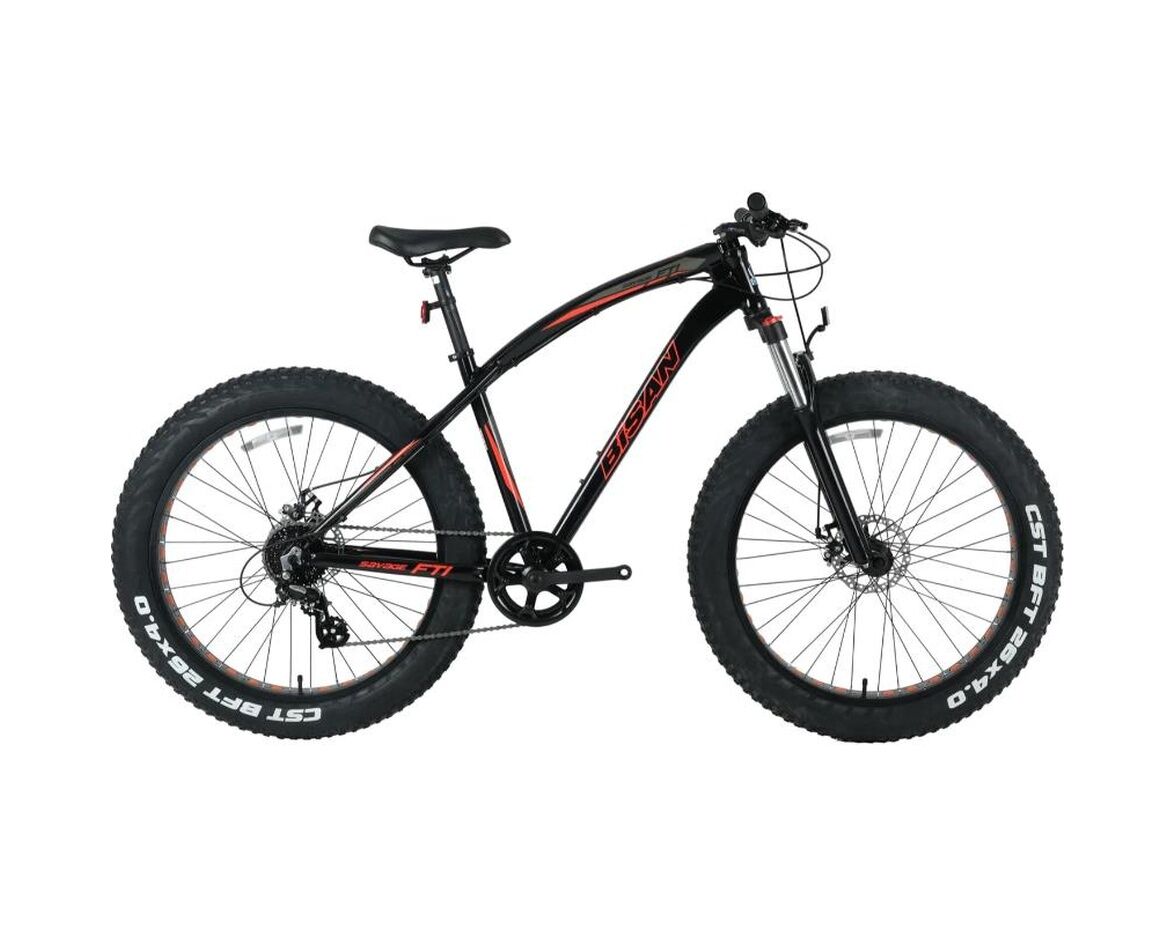 Bisan Savage Ft1 Deore Siyah Kırmızı Fatbike Kalın Teker Bisiklet Siyah - Kırmızı