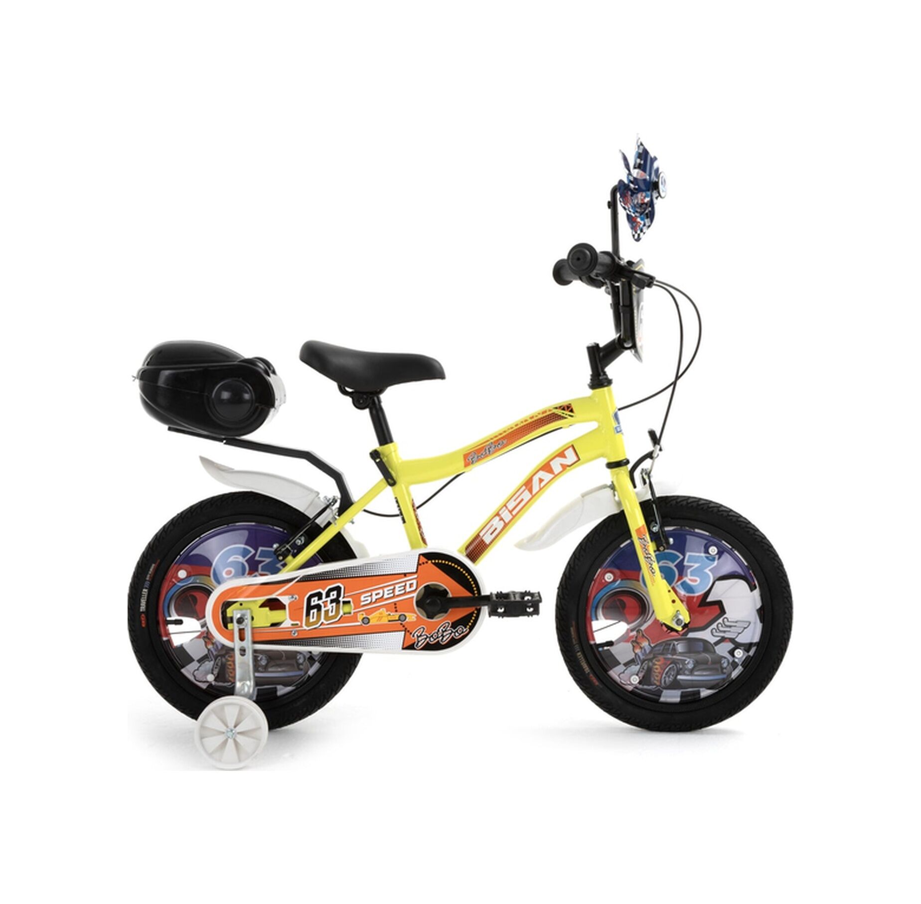 Bisan Bobo Ürün Rengi: Sarı Kadro: 10'' - 26 Cm Vites: 1x1 Vites Tekerlek: 16'' Etiket Rengi: Turuncu Çocuk Bisikleti Çok Renkli